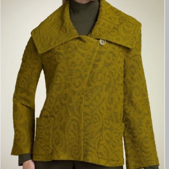 St. John Olive Scroll Tapestry Wool Blend Jacket - Picture 3 of 12